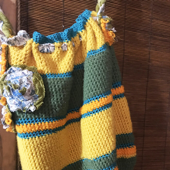 Yellow & Green Crocheted Beach Bag - Image 2