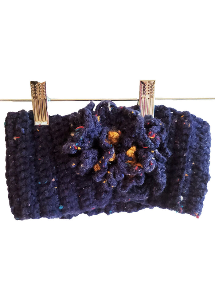 Blue Crocheted Beanie Headband