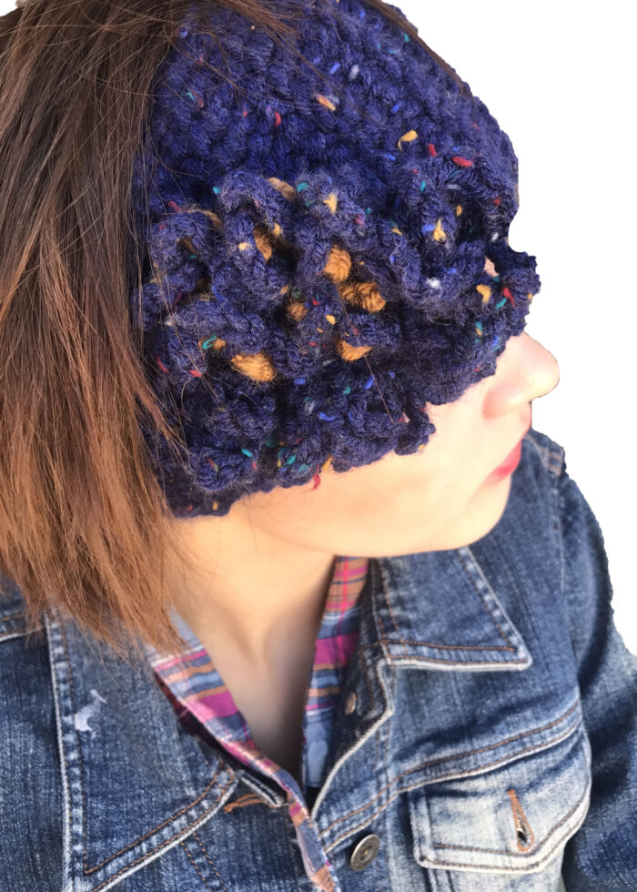 Blue Crocheted Beanie Headband - Image 3