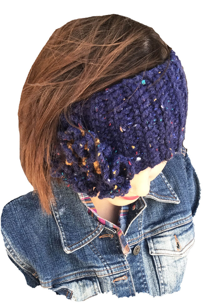 Blue Crocheted Beanie Headband - Image 2