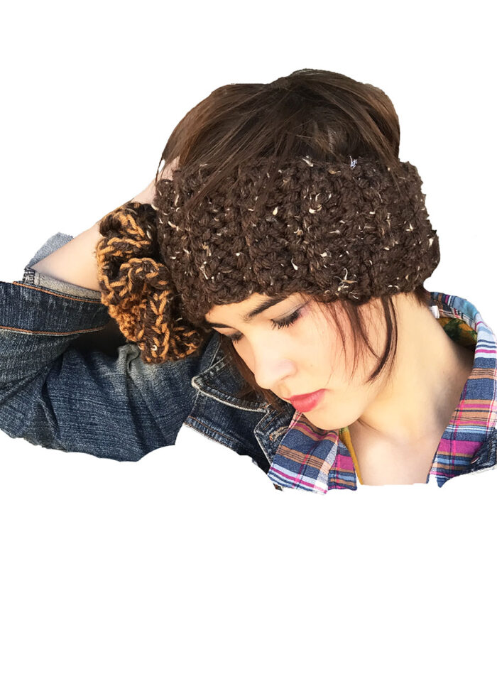 Brown Crochet Beanie Style Headband - Image 4