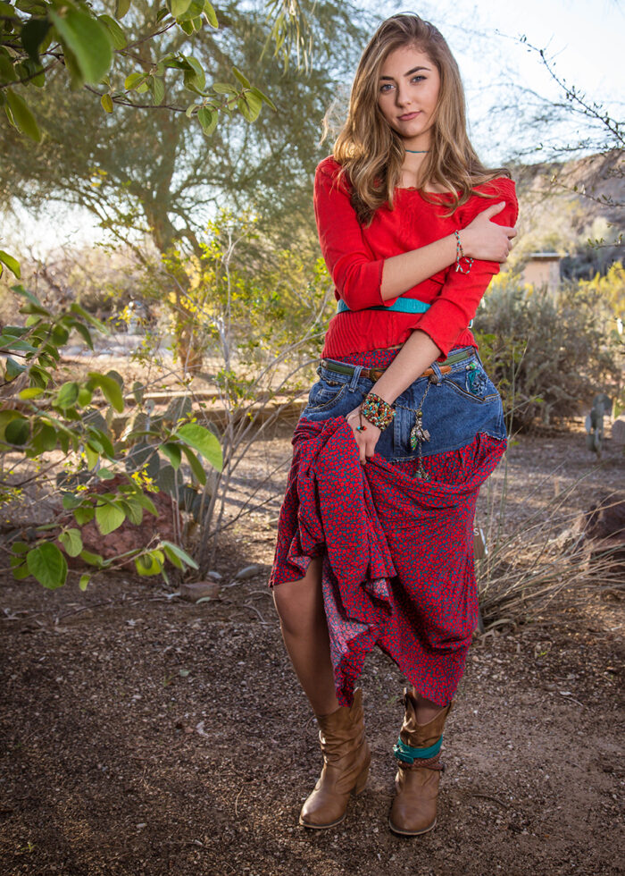 Denim and Red Floral Skirt - Image 6