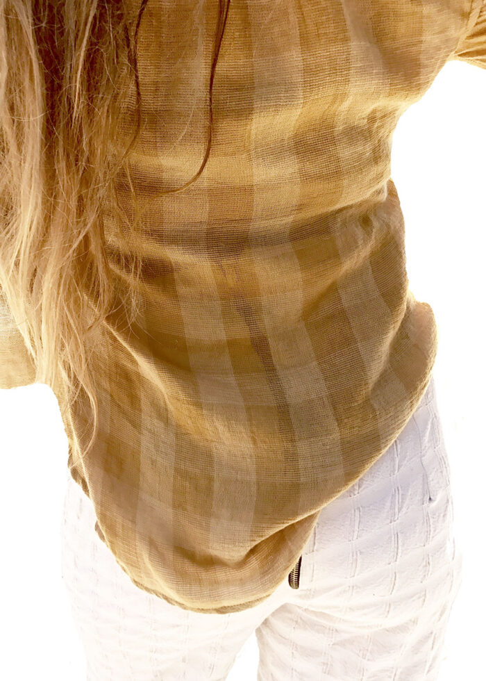 Honey Gold Checker Peasant Top - Image 7