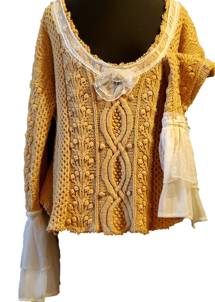 Shabby Chic Style Gold Sweater