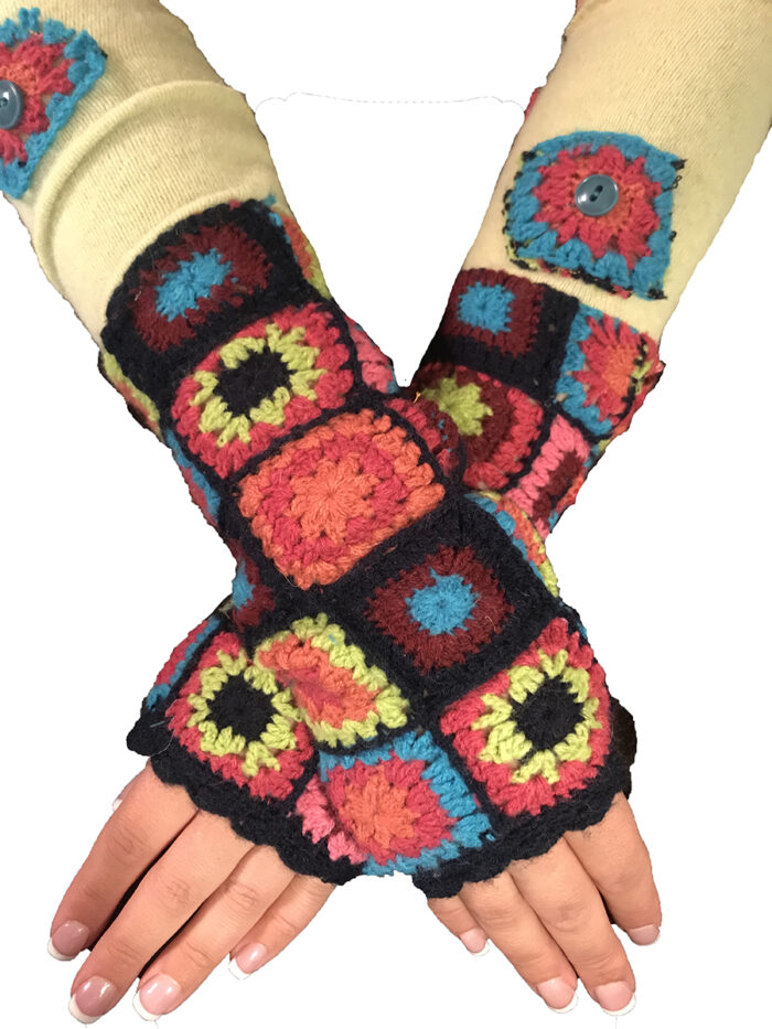 Multi Color Granny Square Gloves - Image 2