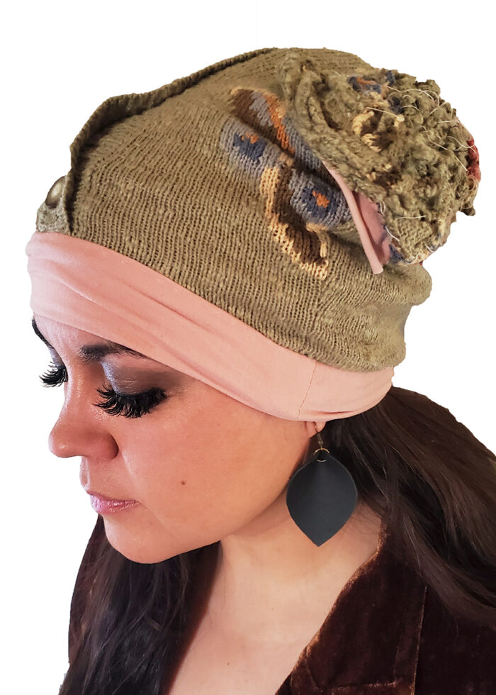 Sage Green Floral Beanie - Image 3