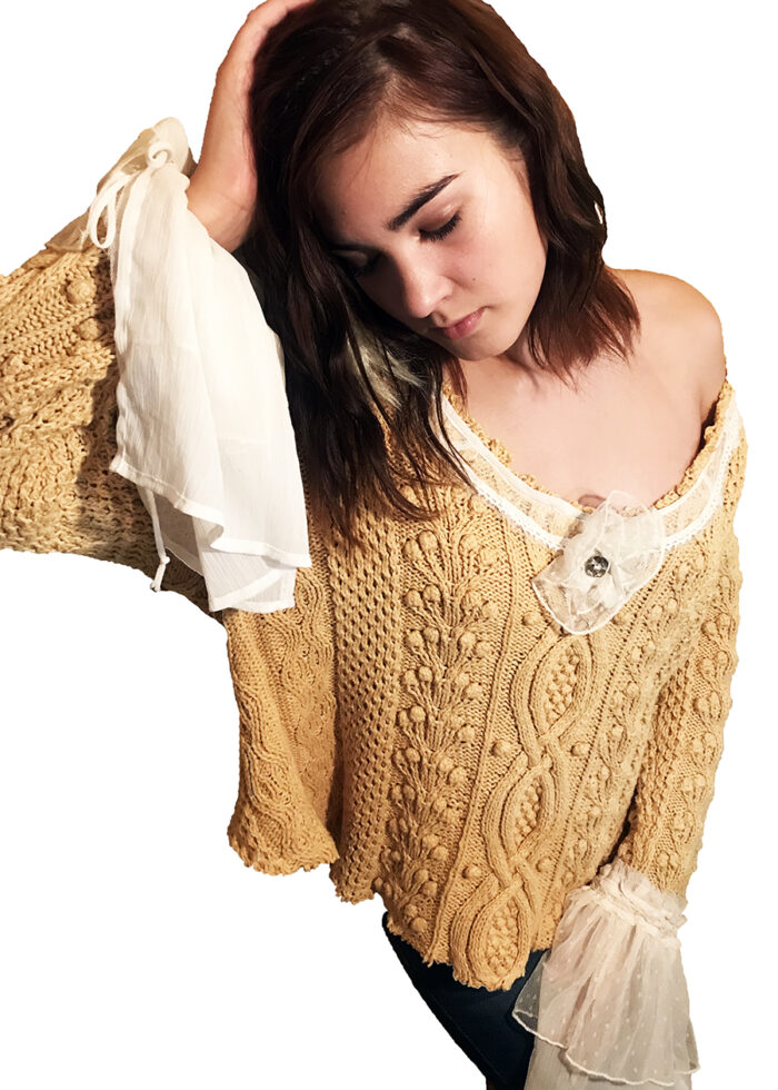 Shabby Chic Style Gold Sweater - Image 5