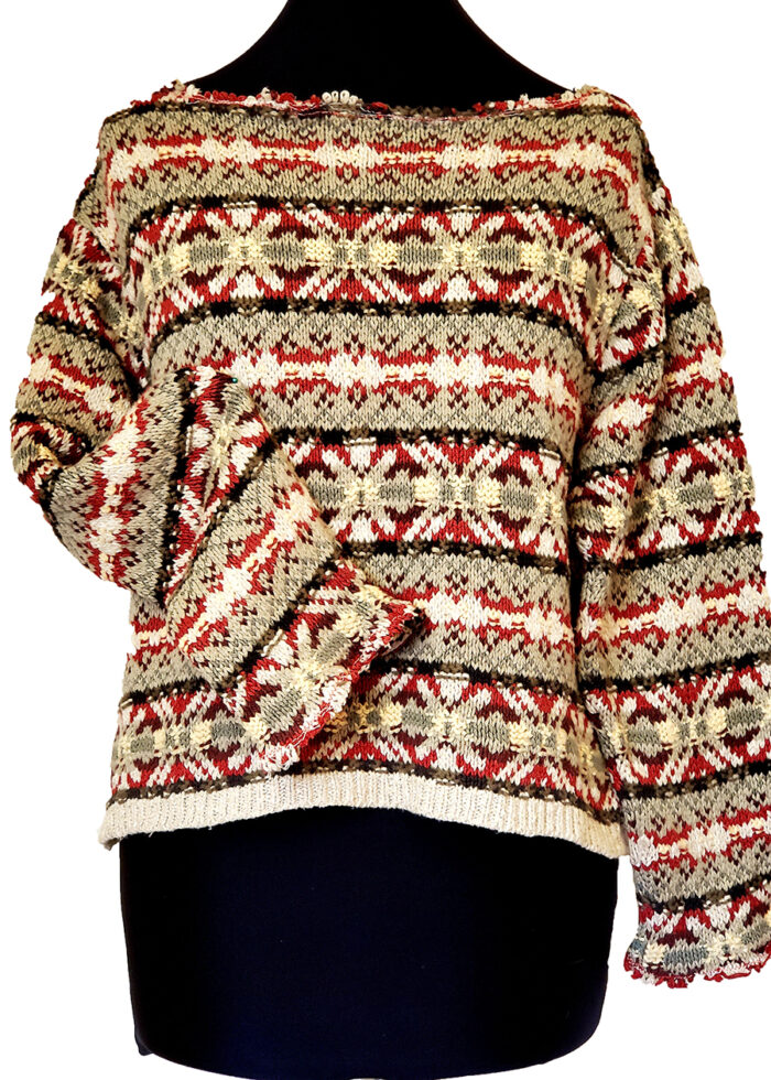 Grey Red Cream Muti Color Sweater