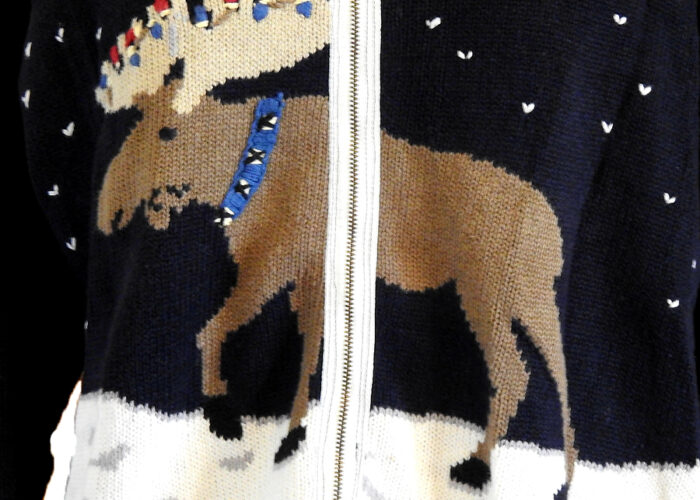 Christmas Dark Navy Buck Sweater - Image 4