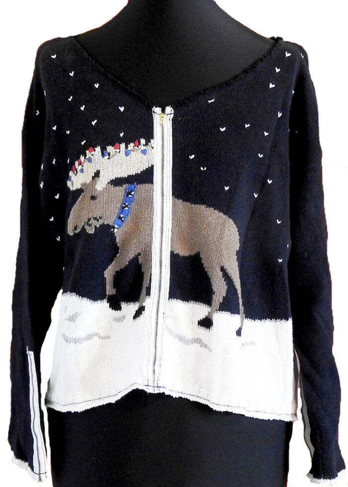 Christmas Dark Navy Buck Sweater - Image 2