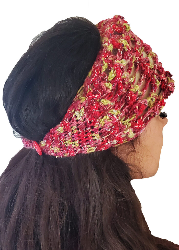 Multi Color Dark Pink Crocheted Headband - Image 3