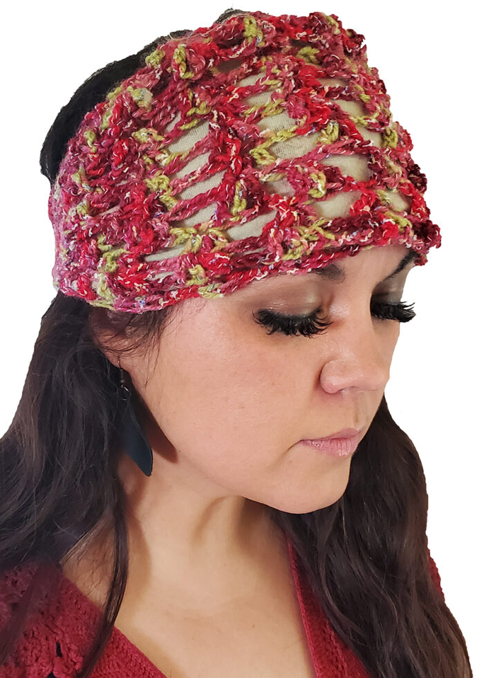 Multi Color Dark Pink Crocheted Headband - Image 4