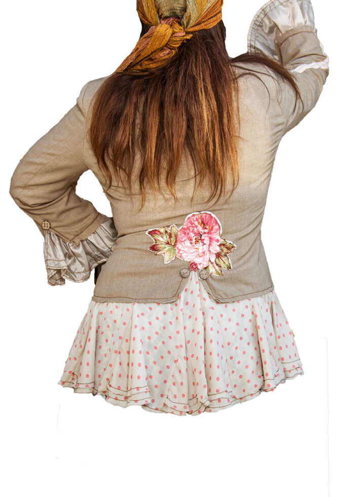 Tan Shabby Chic Suit Jacket - Image 3